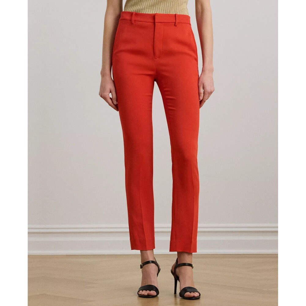 Lauren Ralph Lauren Women's Stretch Cady Cropped Pants Bright Red 14
